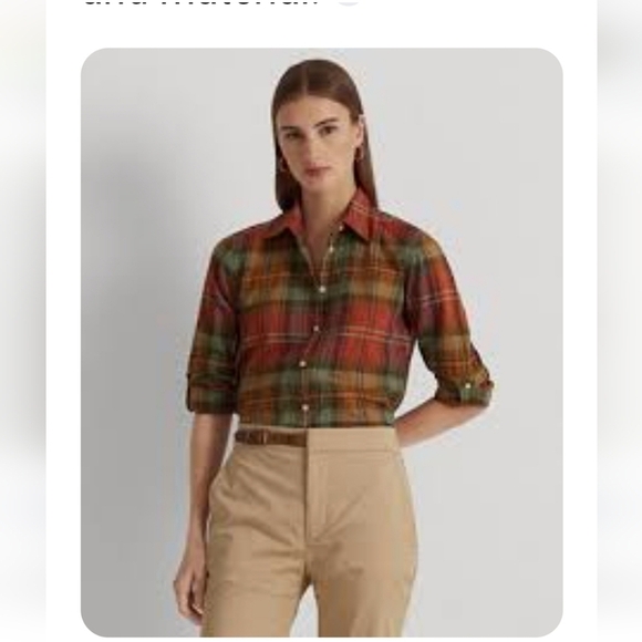 Lauren Ralph Lauren Tops - Lauren Ralph Lauren Women's Long Sleeve Plaid Cotton Button Up Shirt. L